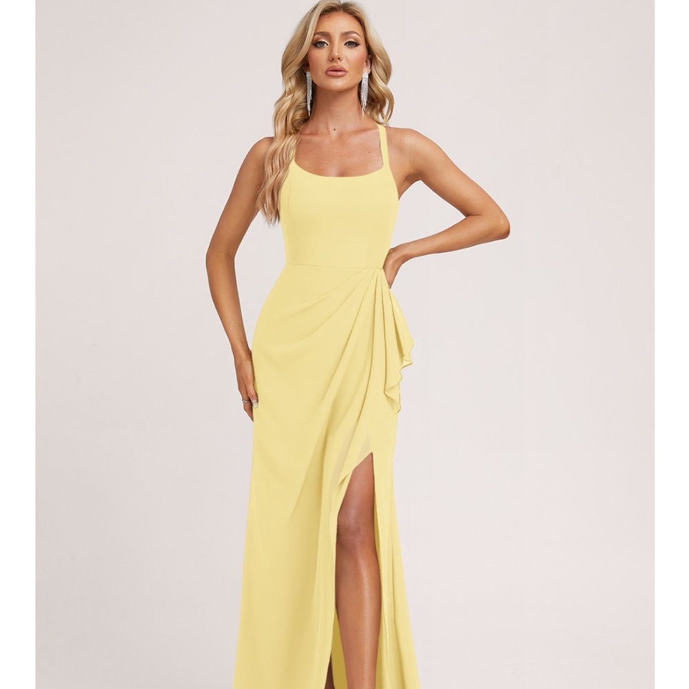 JJs House Yellow Sleeveless Maxi Bridesmaid of Wedding Guess dress